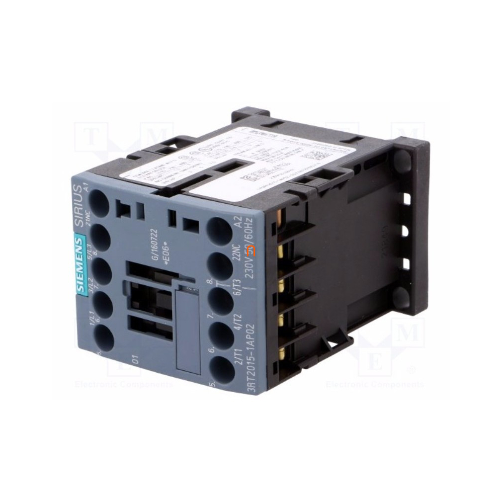 Siemens 3RT2015-1AP02 mágneskapcsoló, 3kW/7A, 230VAC, 1NC, S00, csavaros