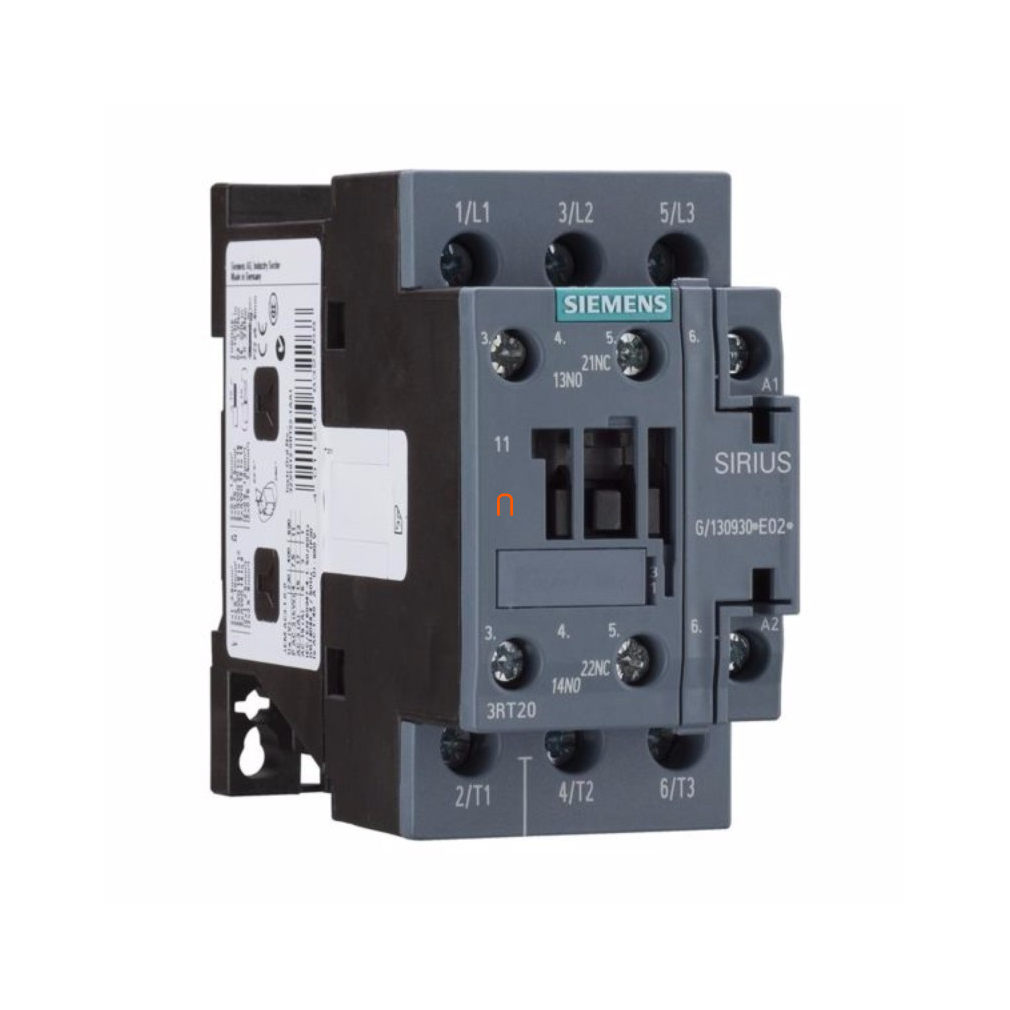 Siemens 3RT2026-1BB40 mágneskapcsoló, 11kW/25A, 24VDC, 1NO+1NC, S0, csavaros