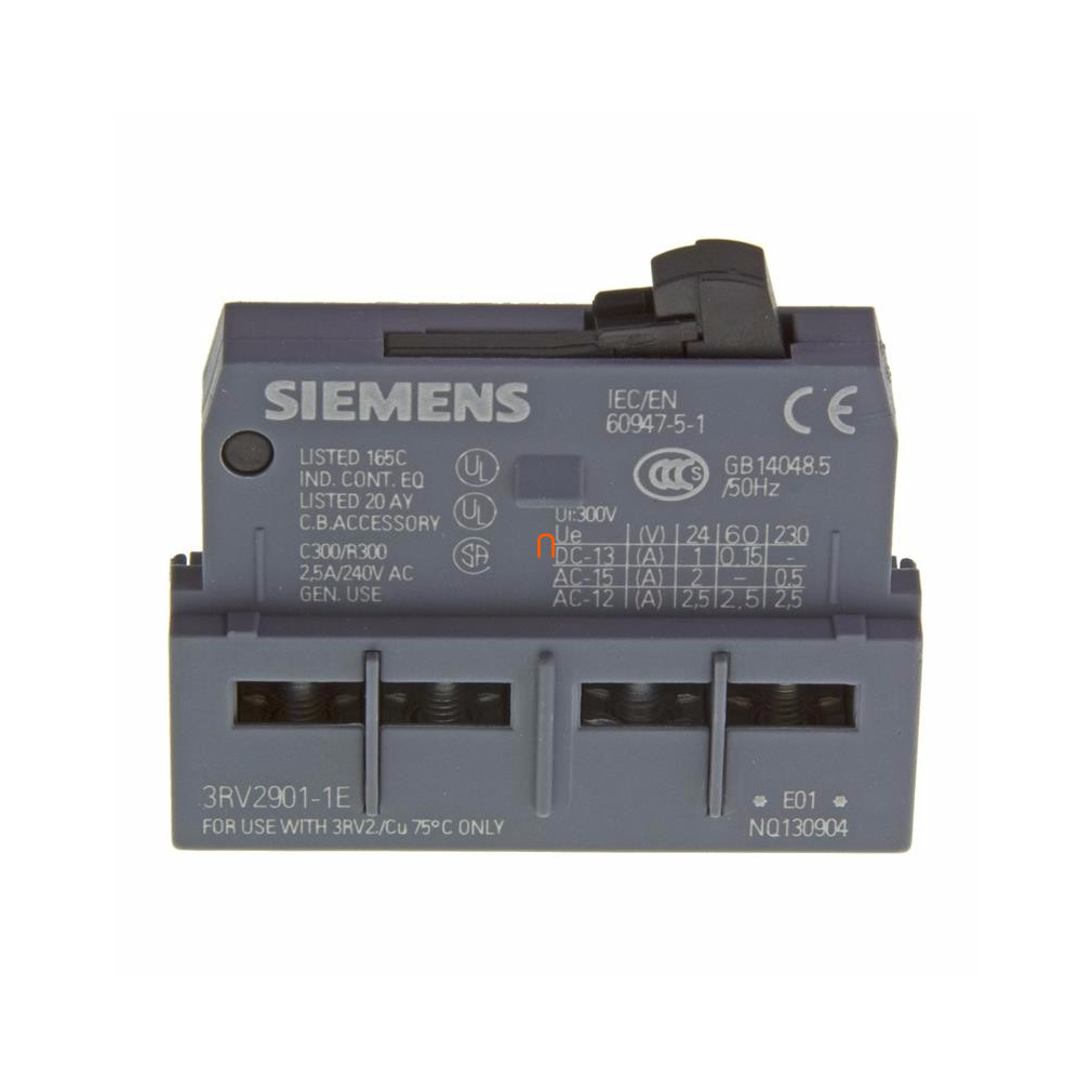 Siemens 3RV2901-1E segédérintkező, homlokra, 1NO+1NC, S00-S3-hoz, csavaros