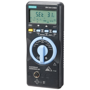   Siemens 3RK1904-2AB02 AS-I címző készülék V3.0, Tartozék: 4xAA elem, 1,5m-es M12-es címző kábel