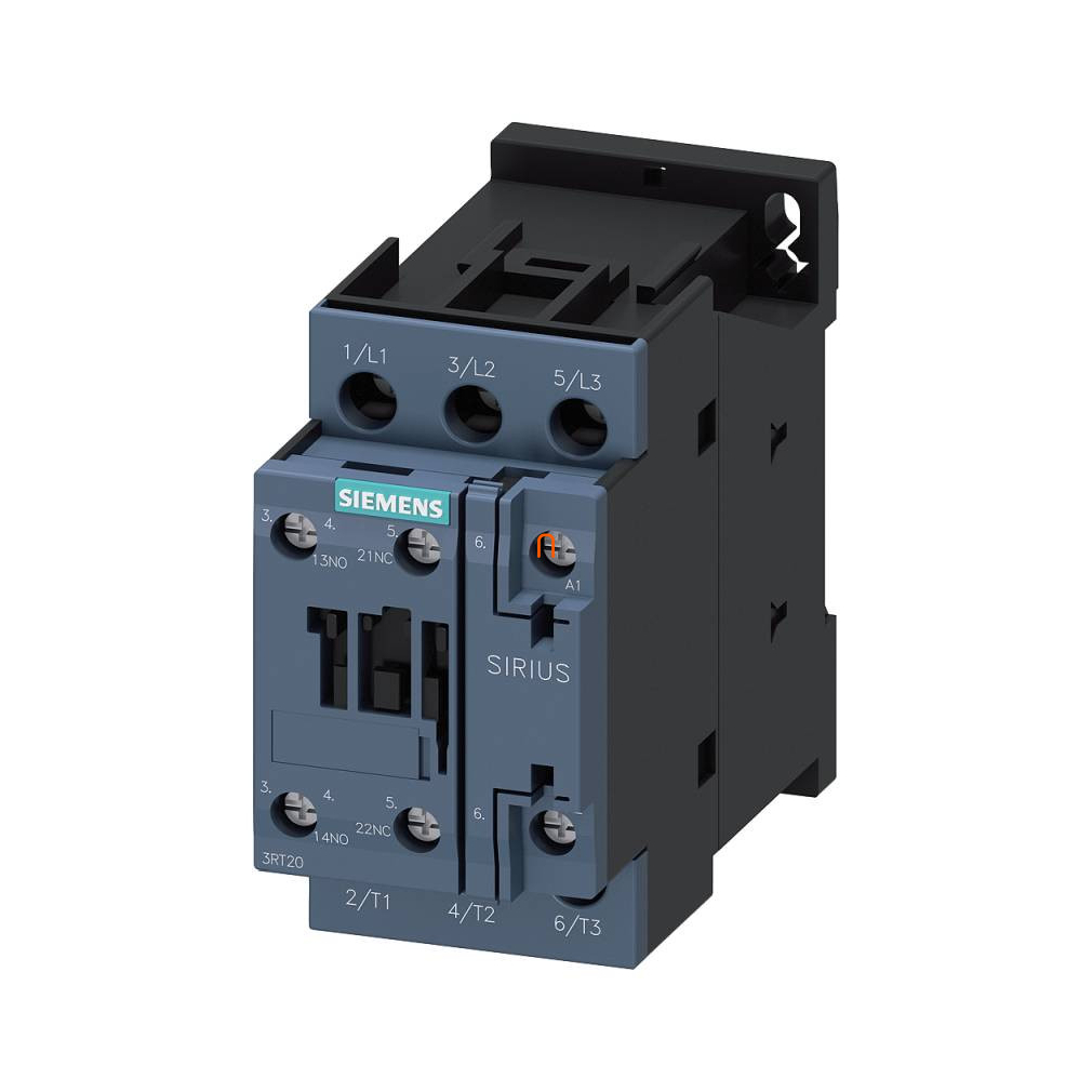 Siemens 3RT2027-1AU20 mágneskapcsoló, 15kW/32A, 380VAC 50/60Hz, 1NO+1NC, S0, csavaros