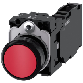   Siemens 3SU1100-0AB20-1FA0 komplett nyomógomb, piros, 1NO+1NC, csavaros Sirius