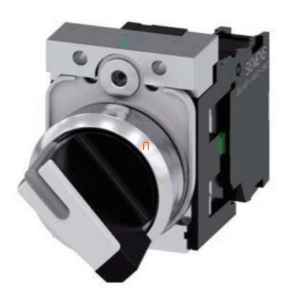   Siemens 3SU1150-2BF60-1BA0 komplett kapcsoló, 2 állású, fehér, 1NO, fém, csavaros Sirius