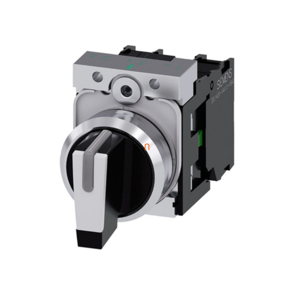 Siemens 3SU1150-2BL60-1NA0 komplett kapcsoló, 3 állású, fehér, 2NO, fém, csavaros Sirius