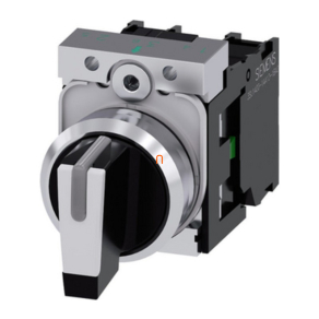   Siemens 3SU1150-2BL60-1NA0 komplett kapcsoló, 3 állású, fehér, 2NO, fém, csavaros Sirius