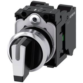   Siemens 3SU1150-2BL60-3NA0 komplett kapcsoló, 3 állású, fehér, 2NO, fém, rugós Sirius