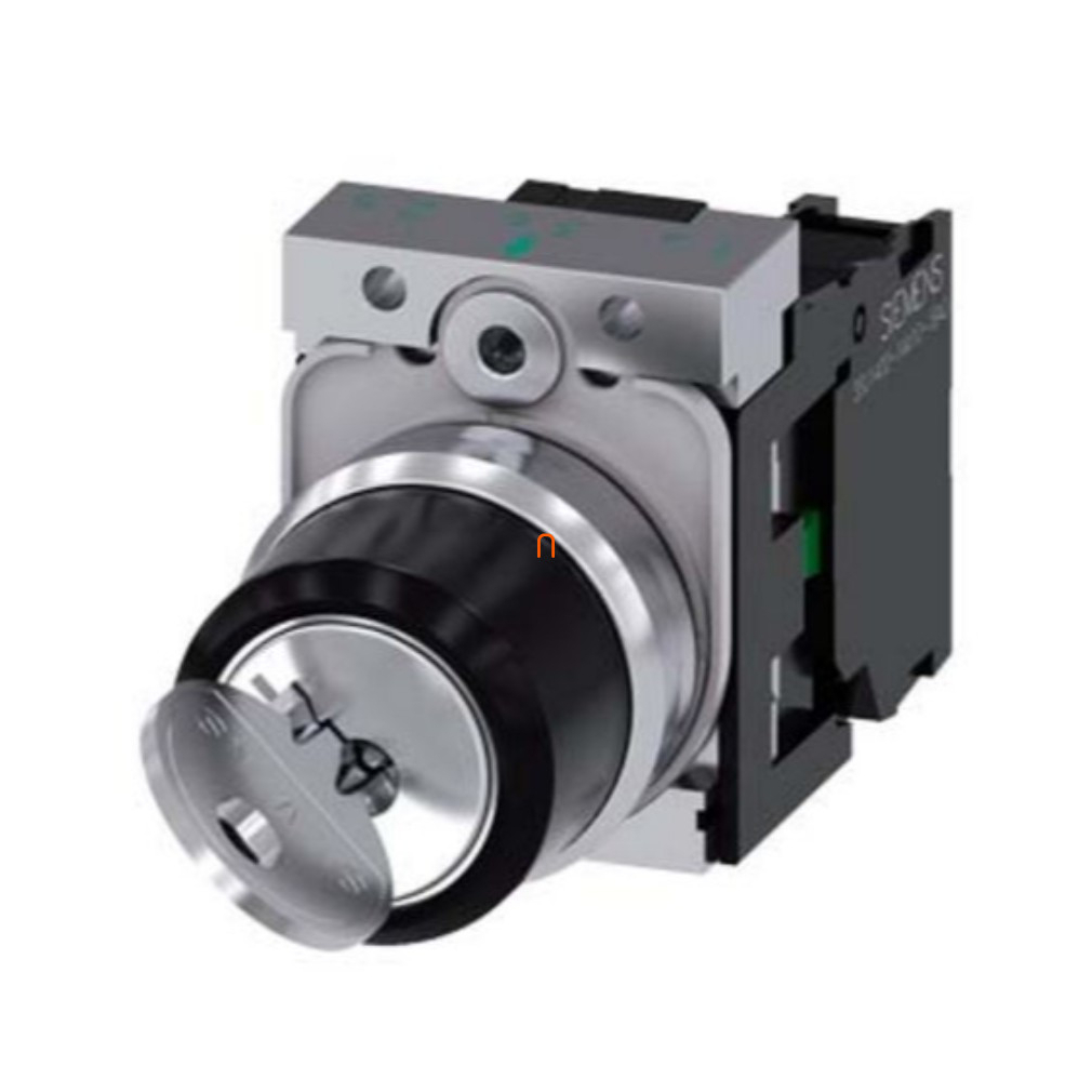 Siemens 3SU1150-4BF11-1BA0 komplett kulcsos kapcsoló, 2 állású, 1NO, RONIS SB30, kulcs minden állásban