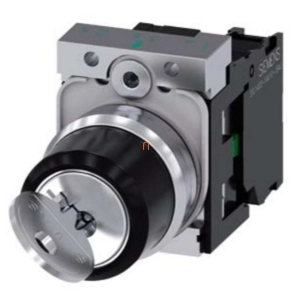   Siemens 3SU1150-4BF11-1BA0 komplett kulcsos kapcsoló, 2 állású, 1NO, RONIS SB30, kulcs minden állásban