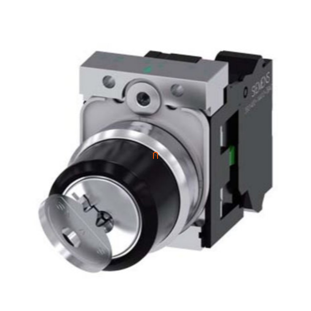 Siemens 3SU1150-4BF11-3BA0 komplett kulcsos kapcsoló, 2 állású, 1NO, RONIS SB30, kulcs minden állásban