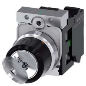   Siemens 3SU1150-4BF11-3BA0 komplett kulcsos kapcsoló, 2 állású, 1NO, RONIS SB30, kulcs minden állásban