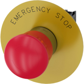   Siemens 3SU1150-1HB20-1CG0 komplett vésznyomógomb, 40mm, 1NC, címkével (EMERGENCY STOP), fém, reteszoldá
