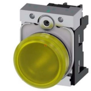   Siemens 3SU1152-6AA30-1AA0 komplett jelzőlámpa, sárga, 24VAC/DC, fém, csavaros Sirius