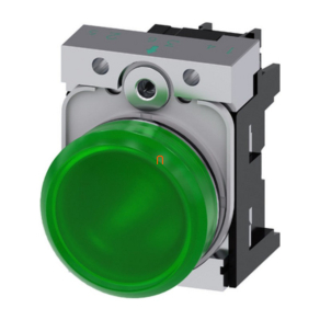  Siemens 3SU1152-6AA40-1AA0 komplett jelzőlámpa, zöld, 24VAC/DC, fém, csavaros Sirius