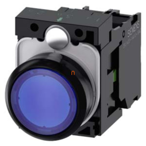   Siemens 3SU1102-0AB50-1BA0 komplett világító nyomógomb, kék, 24VAC/DC, 1NO, csavaros Sirius