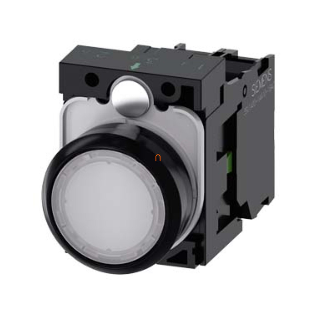 Siemens 3SU1102-0AB60-1BA0 komplett világító nyomógomb, fehér, 24VAC/DC, 1NO, csavaros Sirius