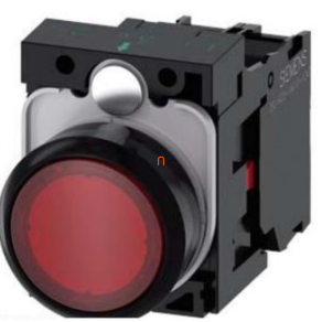   Siemens 3SU1102-0AB20-1CA0 komplett világító nyomógomb, piros, 24VAC/DC, 1NC, csavaros Sirius