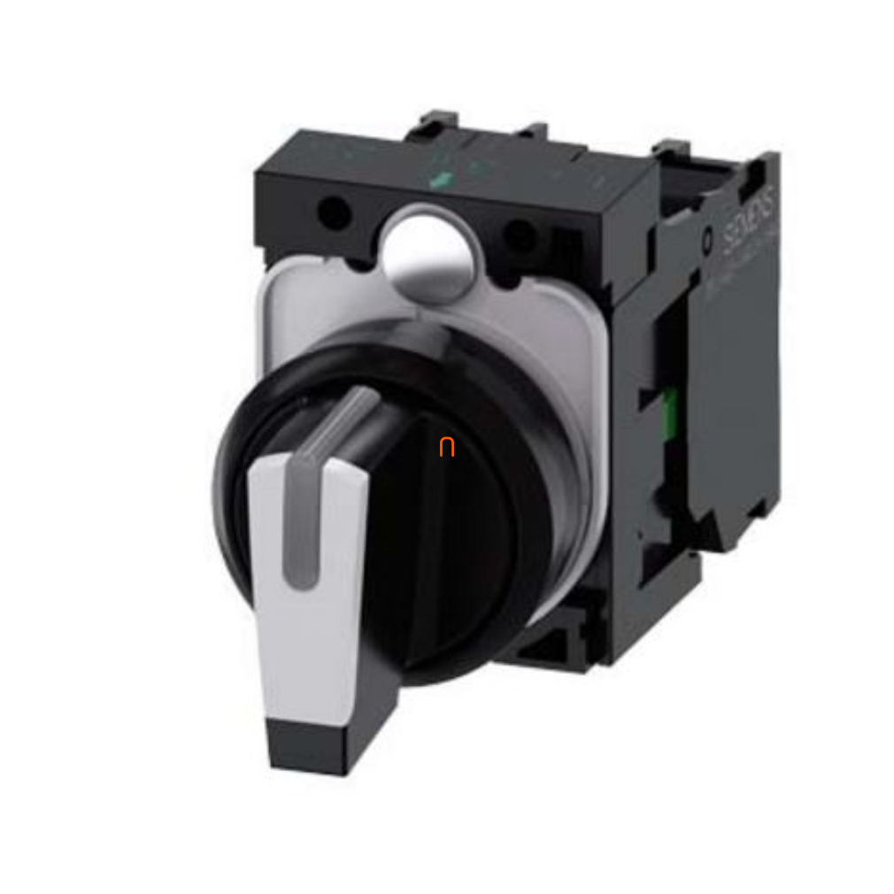 Siemens 3SU1100-2BM60-1NA0 komplett kapcsoló, 3 állású, fehér, visszaálló, 2NO, csavaros Sirius