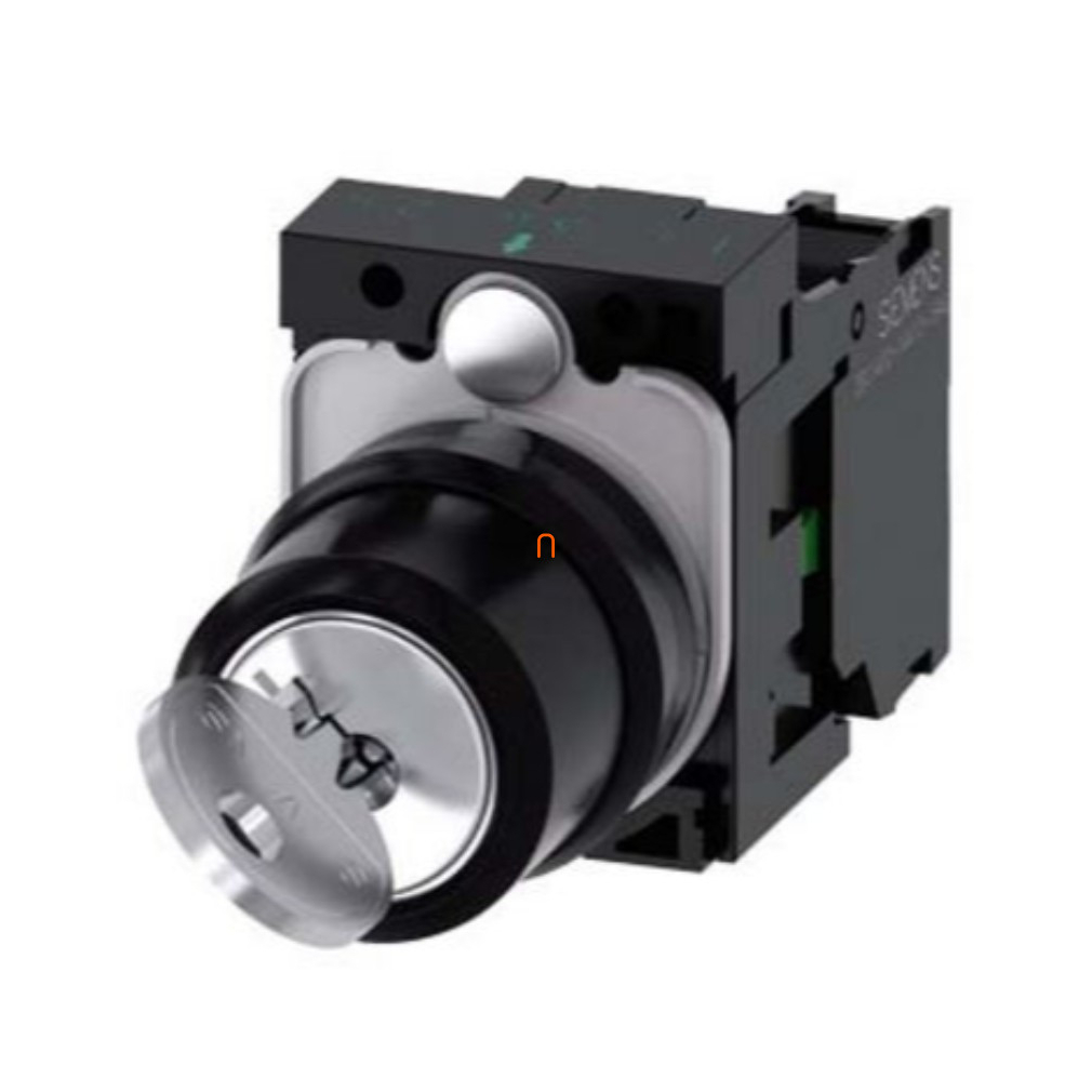Siemens 3SU1100-4BF11-1BA0 komplett kulcsos kapcsoló, 2 állású, 1NO, RONIS SB30, kulcs minden állásban