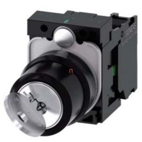   Siemens 3SU1100-4BF11-1BA0 komplett kulcsos kapcsoló, 2 állású, 1NO, RONIS SB30, kulcs minden állásban