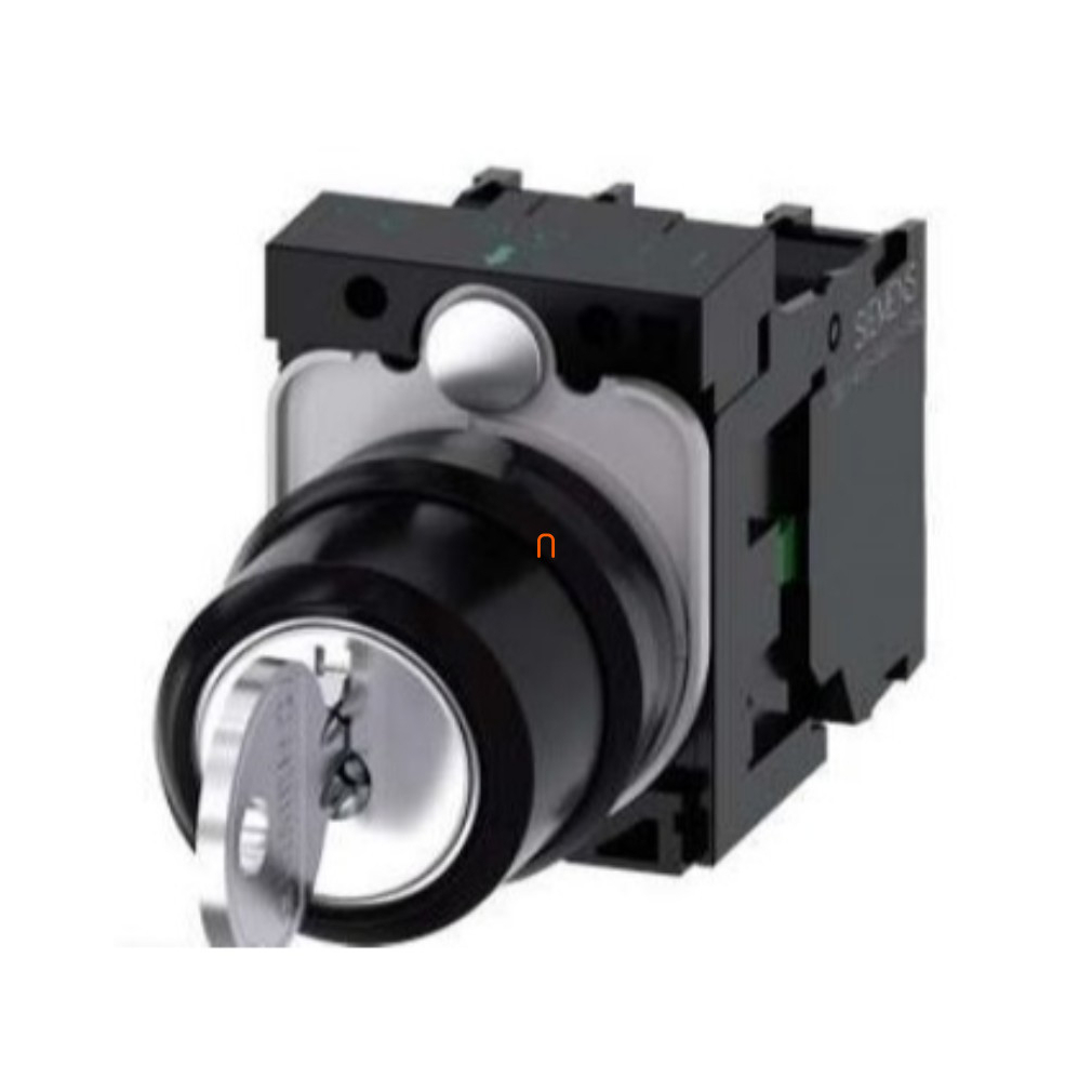 Siemens 3SU1100-4BL11-1NA0 komplett kulcsos kapcsoló, 3 állású, 2NO, RONIS SB30, kulcs minden állásban
