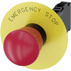   Siemens 3SU1100-1HB20-1FG0 komplett vésznyomógomb, 40mm, 1NO+NC, címkével (EMERGENCY STOP)