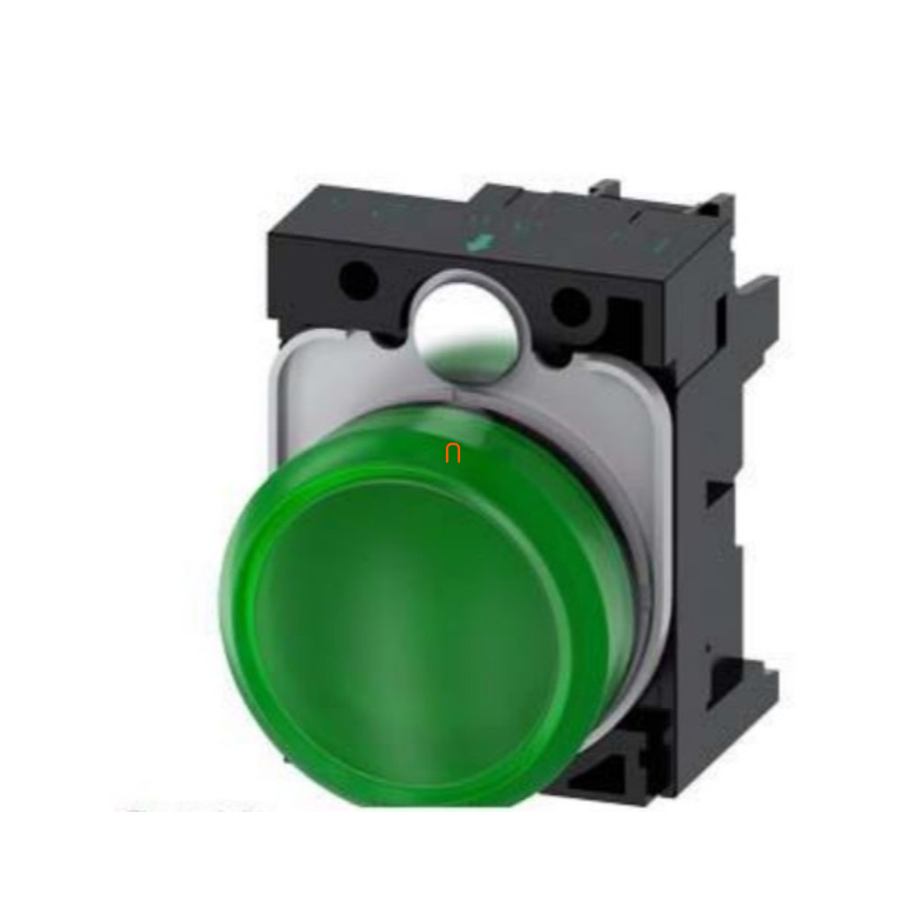 Siemens 3SU1102-6AA40-1AA0 komplett jelzőlámpa, zöld, 24VAC/DC, csavaros Sirius