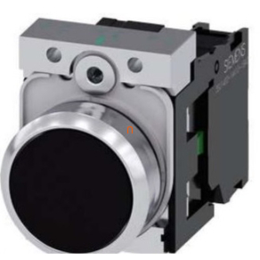   Siemens 3SU1150-0AB10-1BA0 komplett nyomógomb, fekete, 1NO, fém, csavaros Sirius
