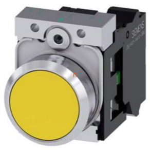   Siemens 3SU1150-0AB30-1BA0 komplett nyomógomb, sárga, 1NO, fém, csavaros Sirius