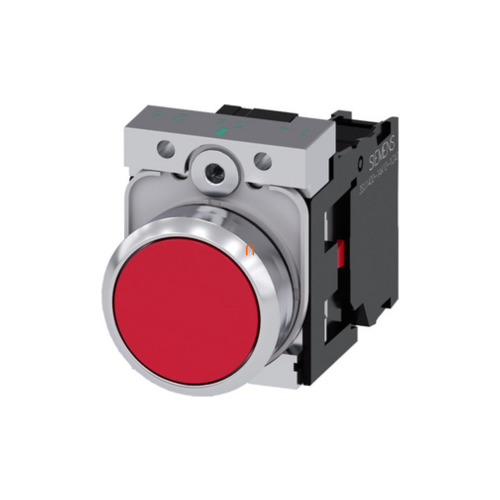 Siemens 3SU1150-0AB20-1CA0 komplett nyomógomb, piros, 1NC, fém, csavaros Sirius