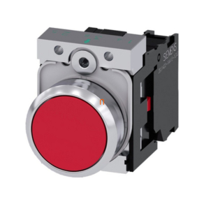   Siemens 3SU1150-0AB20-1CA0 komplett nyomógomb, piros, 1NC, fém, csavaros Sirius