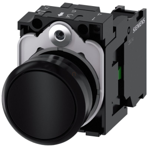   Siemens 3SU1100-0AB10-1BA0 komplett nyomógomb, fekete, 1NO, csavaros Sirius