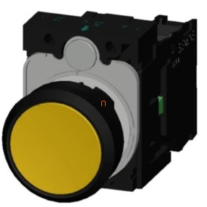   Siemens 3SU1100-0AB30-1BA0 komplett nyomógomb, sárga, 1NO, csavaros Sirius