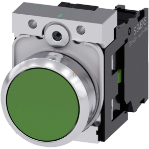   Siemens 3SU1100-0AB40-1BA0 komplett nyomógomb, zöld, 1NO, csavaros Sirius
