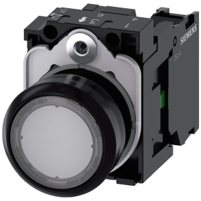   Siemens 3SU1100-0AB70-1BA0 komplett nyomógomb, átlátszó, 1NO, csavaros Sirius