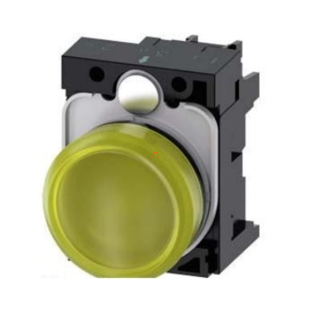 Siemens 3SU1106-6AA30-1AA0 komplett jelzőlámpa, sárga, 230VAC, csavaros Sirius