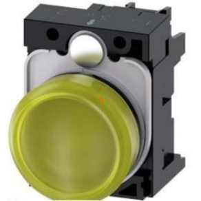   Siemens 3SU1106-6AA30-1AA0 komplett jelzőlámpa, sárga, 230VAC, csavaros Sirius