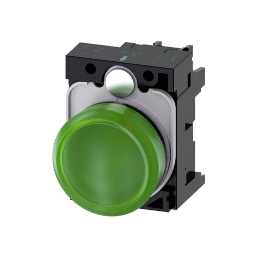 Siemens 3SU1106-6AA40-1AA0 komplett jelzőlámpa, zöld, 230VAC, csavaros Sirius