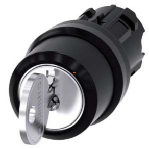   Siemens 3SU1000-4BL31-0AA0 kulcsos kapcsolófej, 3 állású, RONIS SB30, kulcs II (jobb) állásban kivehető