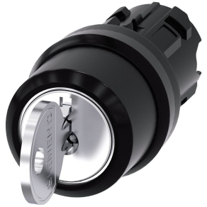   Siemens 3SU1000-4CL01-0AA0 kulcsos kapcsolófej, 3 állású, RONIS 455, kulcs O állásban kivehető Sirius