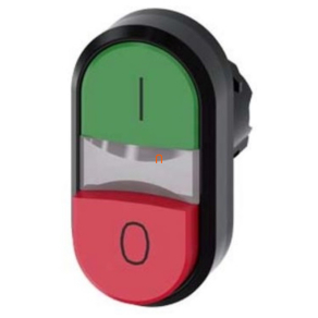   Siemens 3SU1000-3BB42-0AK0 dupla fejű nyomógomb, zöld ( I ) / piros kiálló (O) Sirius