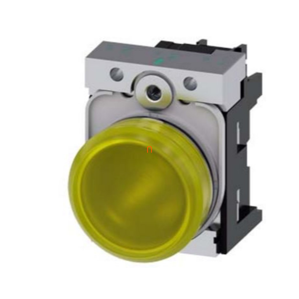 Siemens 3SU1156-6AA30-1AA0 komplett jelzőlámpa, sárga, 230VAC, fém, csavaros Sirius