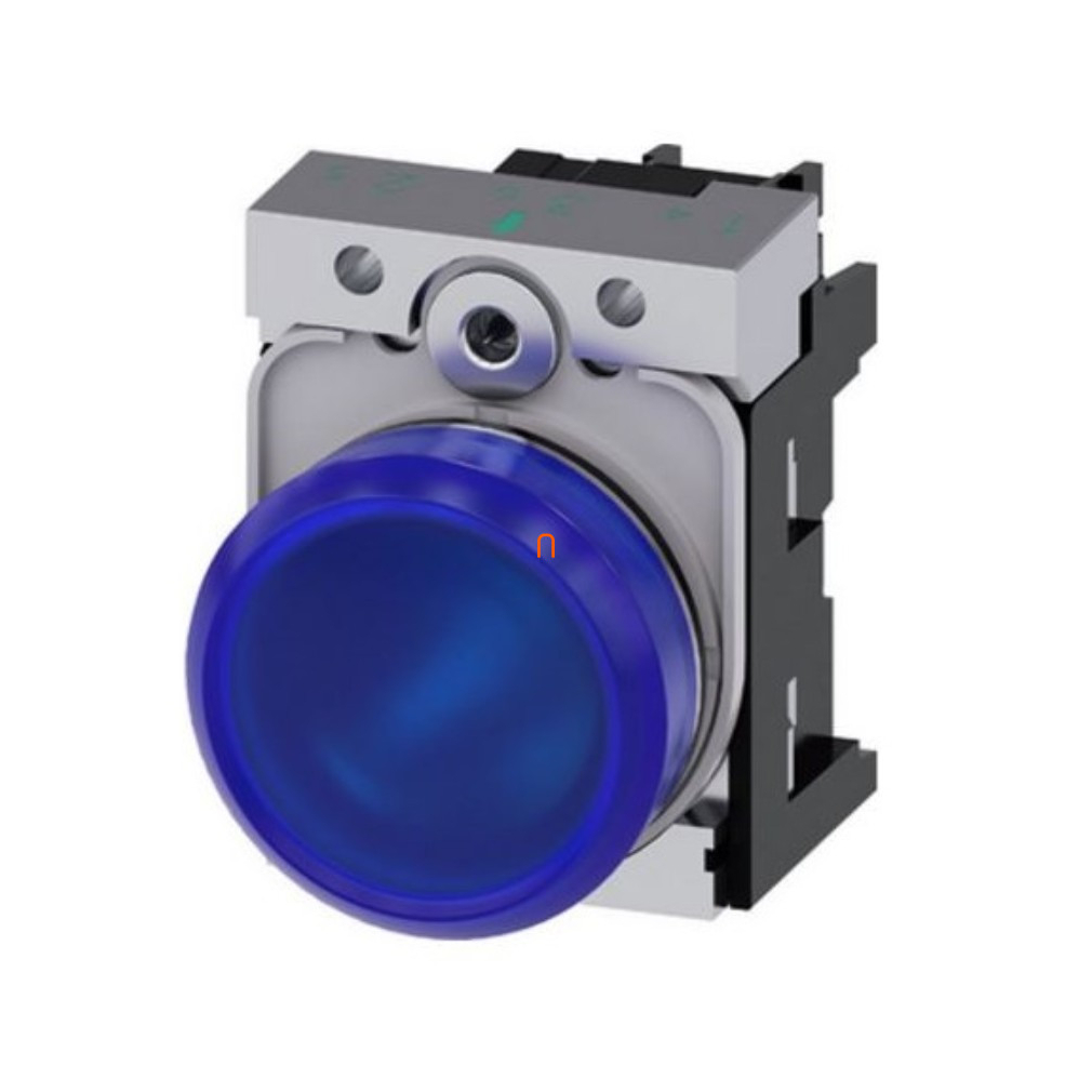 Siemens 3SU1156-6AA50-1AA0 komplett jelzőlámpa, kék, 230VAC, fém, csavaros Sirius