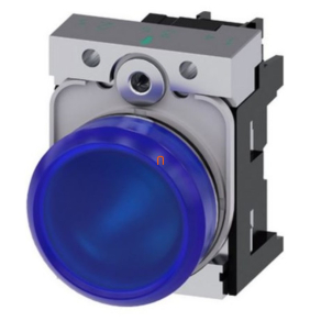   Siemens 3SU1156-6AA50-1AA0 komplett jelzőlámpa, kék, 230VAC, fém, csavaros Sirius