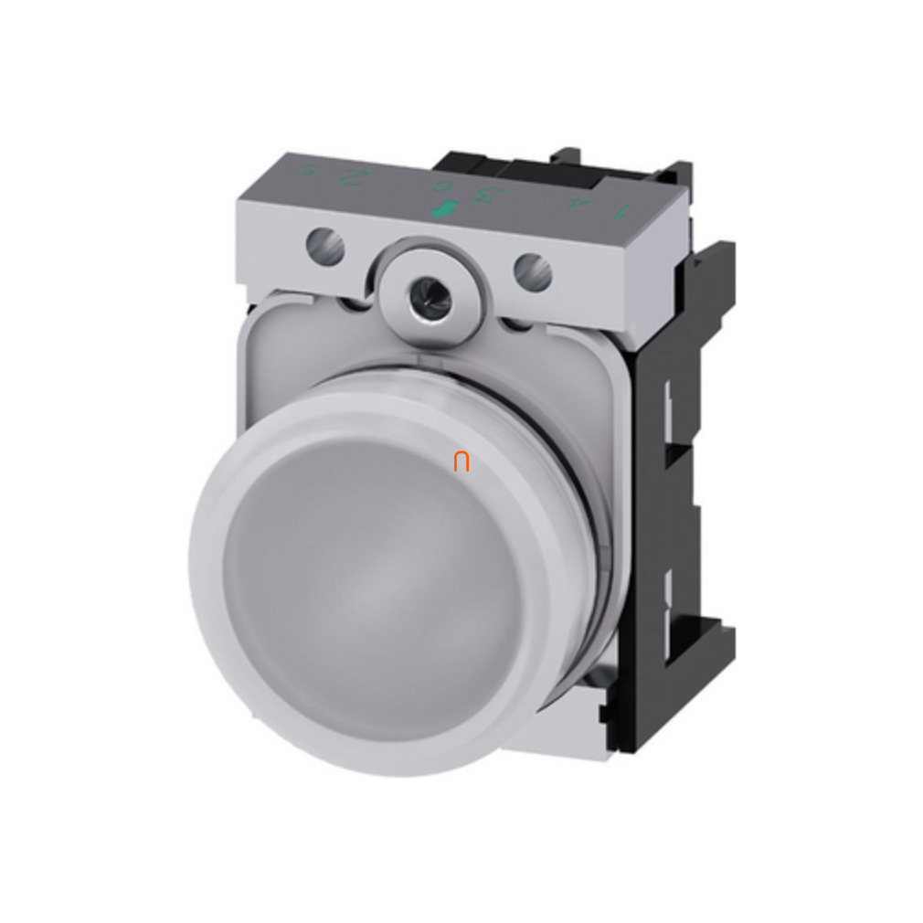 Siemens 3SU1156-6AA60-1AA0 komplett jelzőlámpa, fehér, 230VAC, fém, csavaros Sirius
