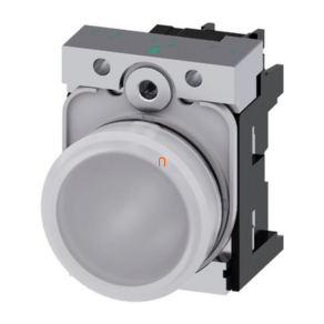   Siemens 3SU1156-6AA60-1AA0 komplett jelzőlámpa, fehér, 230VAC, fém, csavaros Sirius