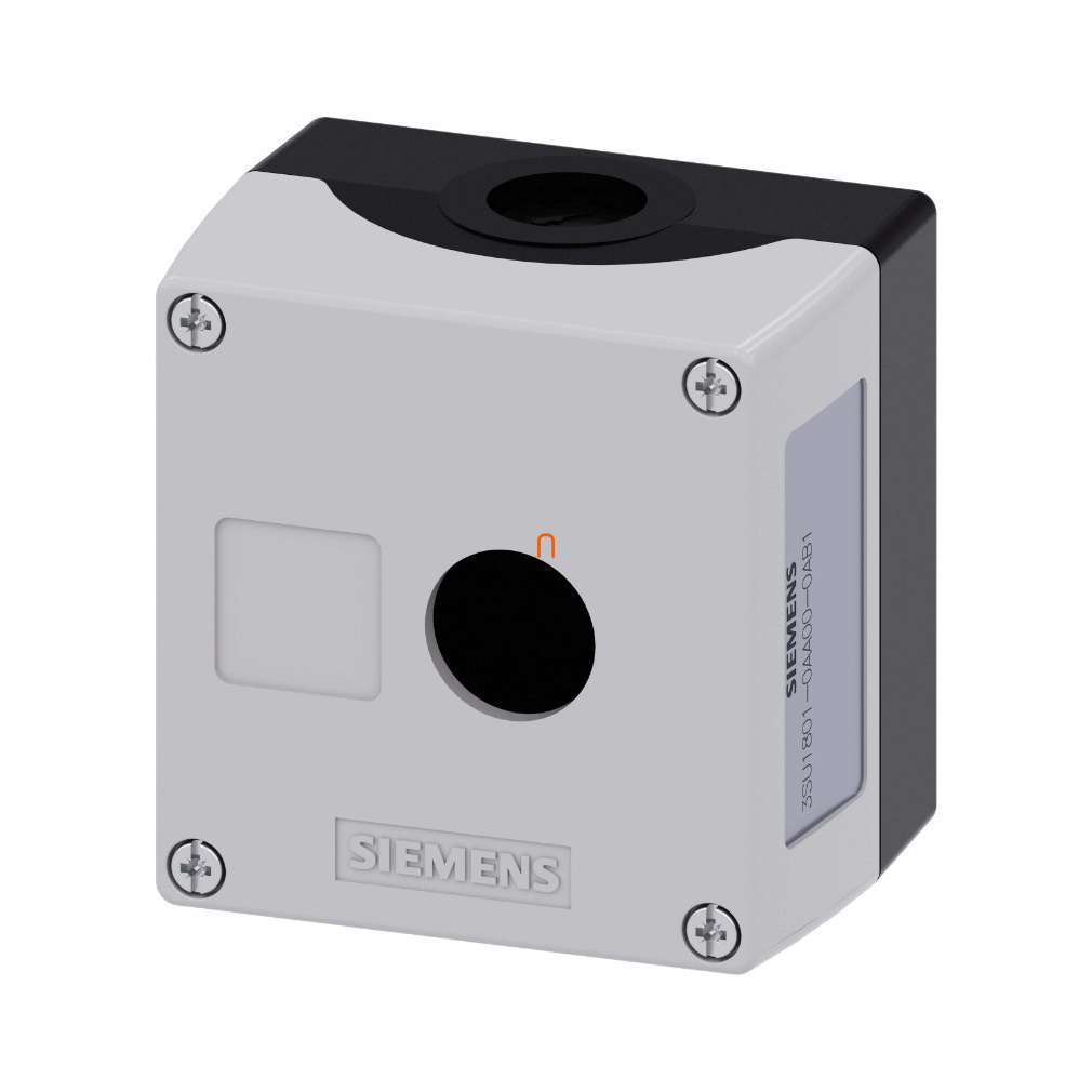 Siemens 3SU1801-0AA00-0AB1 nyomógomb tokozat, műanyag, 1 lyukú, szürke Sirius