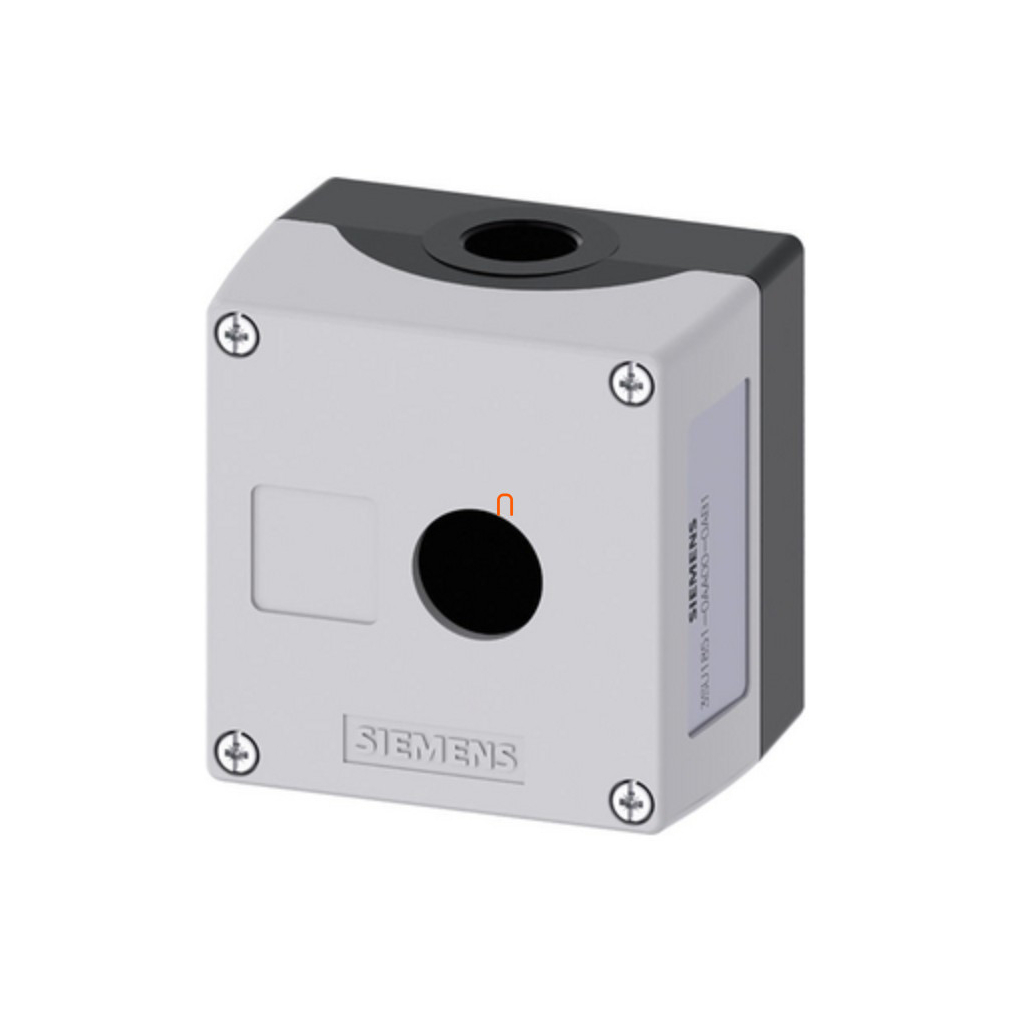 Siemens 3SU1851-0AA00-0AB1 nyomógomb tokozat, fém, 1 lyukú, szürke Sirius