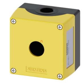   Siemens 3SU1851-0AA00-0AA2 nyomógomb tokozat, fém, 1 lyukú, sárga Sirius