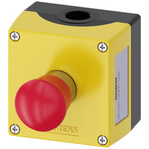   Siemens 3SU1851-0NA00-2AA2 tokozott vészgomb, 1NC, reteszoldás forgatással, fém Sirius