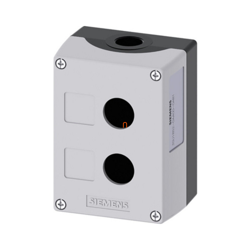 Siemens 3SU1852-0AA00-0AB1 nyomógomb tokozat, fém, 2 lyukú, szürke Sirius
